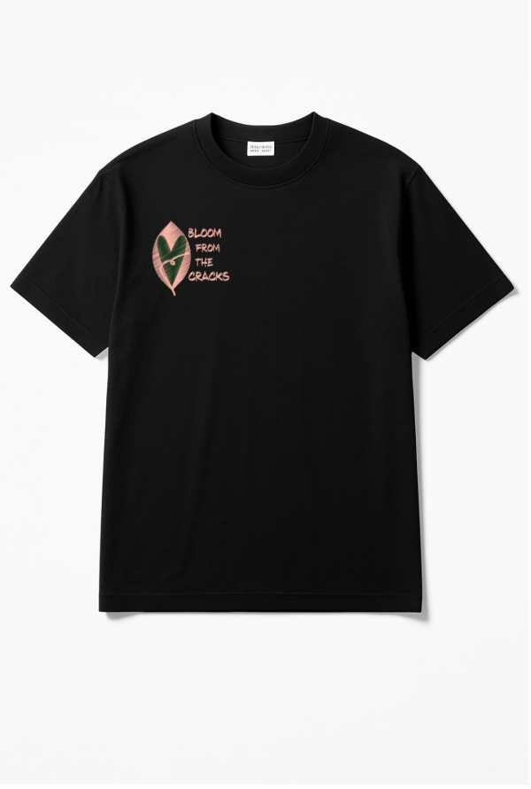 Tricou Streetwear Heart In Thread Bloom From The Cracks Roz Tricou Streetwear Heart In Thread Bloom From The Cracks Roz